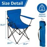 Folding Camping Chair with Cup Holder, 225lbs Capacity, Portable Foldable Chair with Large Anti-Sink Feet, PE Coated Fabric for Outdoor, Beach, Fishing, Backpacking, Blue 2PCS - Image 2