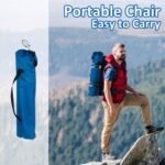 Folding Camping Chair with Cup Holder, 225lbs Capacity, Portable Foldable Chair with Large Anti-Sink Feet, PE Coated Fabric for Outdoor, Beach, Fishing, Backpacking, Blue 2PCS - Image 5