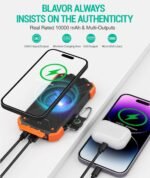 BLAVOR Solar Power Bank 10,000mAh, Portable Wireless Charger, 20W Fast Charging External Battery Pack with USB C for Cell Phones, Solar Panel Charging with Dual Flashlight for Camping - Image 2