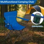 Folding Camping Chair with Cup Holder, 225lbs Capacity, Portable Foldable Chair with Large Anti-Sink Feet, PE Coated Fabric for Outdoor, Beach, Fishing, Backpacking, Blue 2PCS - Image 4