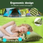 Sleeping Pad for Camping - Ultralight Camping Mattress with Pillow, Built-in Foot Pump, Compact Inflatable Portable Mat for Backpacking, Hiking, Car Traveling, Beach, Tent - Image 2