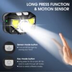LHKNL Headlamp Flashlight, Lumen Ultra-Light Bright LED Rechargeable Headlight with White Red Light, 2-Pack Waterproof Motion Sensor Head Lamp,8 Modes for Outdoor Camping Running Hiking Fishing - Image 5
