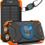 BLAVOR Solar Power Bank 10,000mAh, Portable Wireless Charger, 20W Fast Charging External Battery Pack with USB C for Cell Phones, Solar Panel Charging with Dual Flashlight for Camping